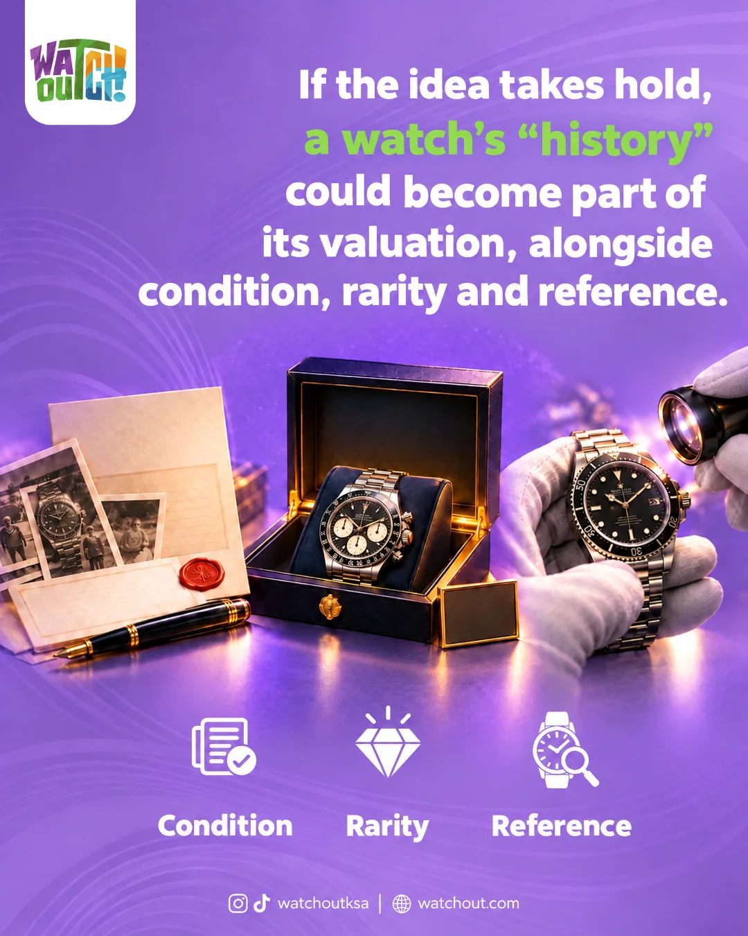 If the idea takes hold, a watch’s history could become part of its valuation — alongside condition, rarity and reference